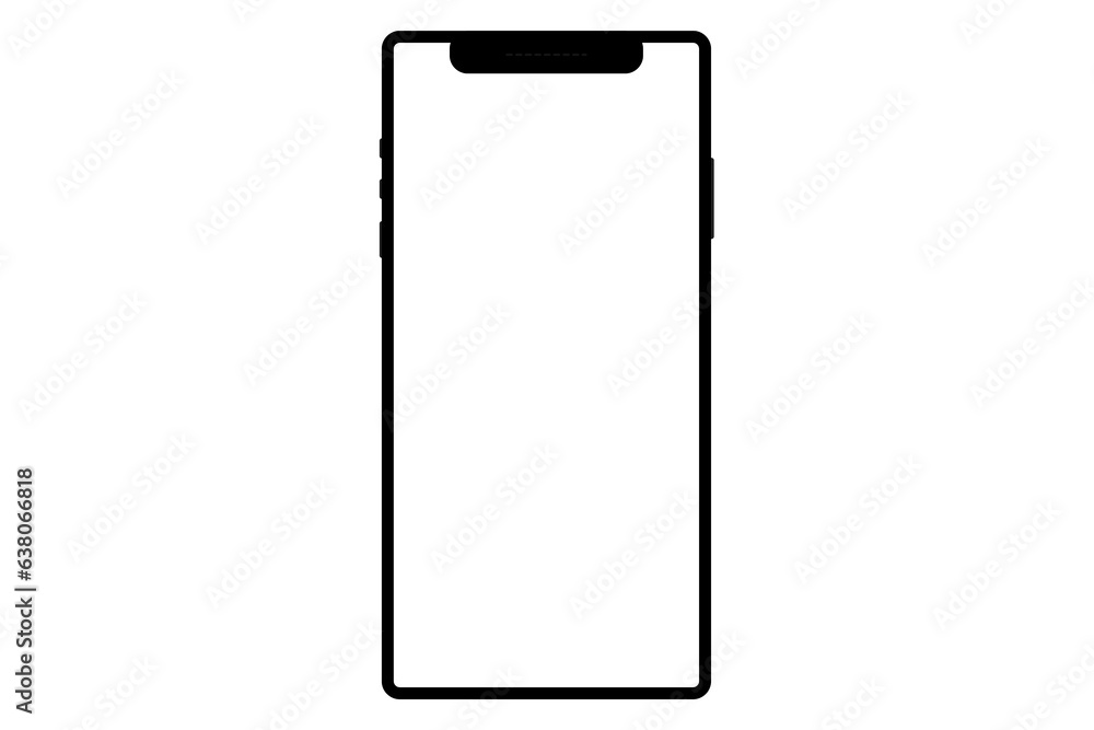 Wall mural mockup of mobile phone on white. smartphone isolated on transparent background, png - Wall murals