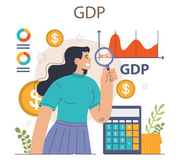 GDP. Growing gross domestic product. Macroeconomics functioning