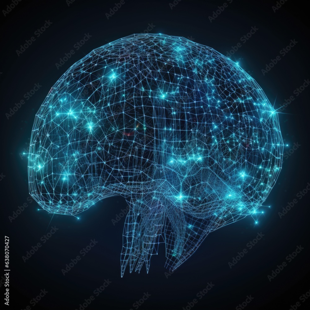 Poster the human brain in the form of a neural network. technologies. ai generative.