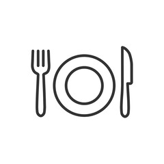 Utensils cutlery - line icon with editable stroke. Outline symbols. Vector illustration isolated on white background.