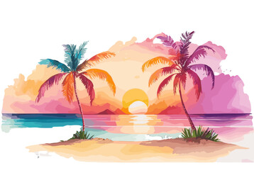 Sunset vintage retro style beach surf poster vector