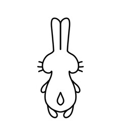 Black rabbit, cartoon, white background 