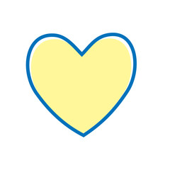 Yellow heart with blue outline emoji isolated on white background. Emoticons symbol modern, simple, printed on paper. icon for website design