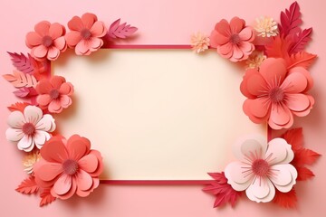 A vivid and inviting display of petal-soft pink paper flowers surrounds a shimmering rectangular mirror, bringing a touch of joy and beauty to any indoor wall