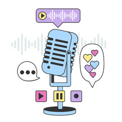 Microphone. Podcast, broadcast or music record technology. Recording