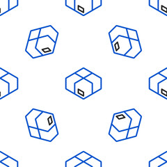 Line Carton cardboard box icon isolated seamless pattern on white background. Box, package, parcel sign. Delivery and packaging. Colorful outline concept. Vector