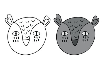 Cute cartoon owl coloring book for children.