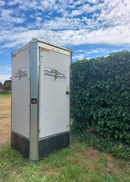 Hasselt. Limburg - Belgium 22-08-2023. The Powershop - mobile power station accumulating energy for household needs in the field camping
