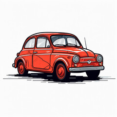 Illustration of a cartoon of a red car. Generative AI.