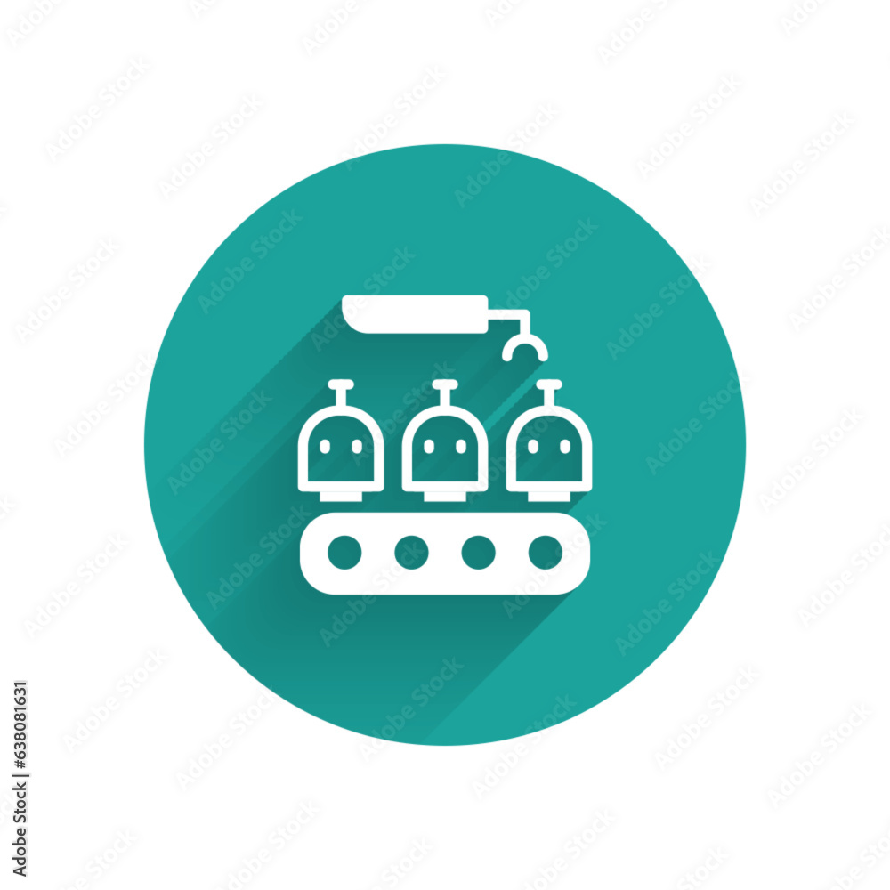 Poster white robotic arm assemble line mechanic manufacturing factory robot operator production icon isolat