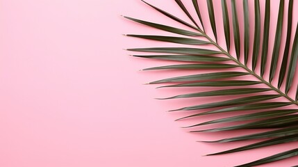 palm leaves on pink background.Generative AI