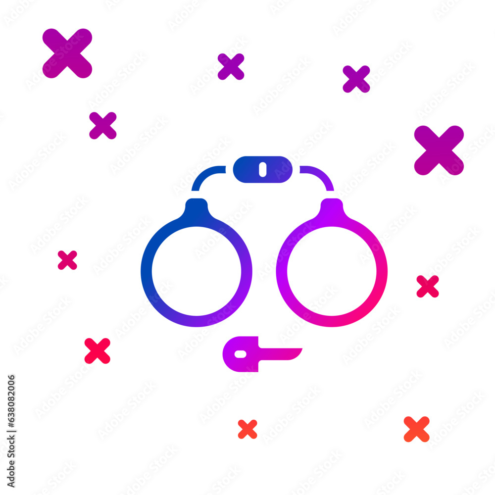 Poster color handcuffs icon isolated on white background. gradient random dynamic shapes. vector