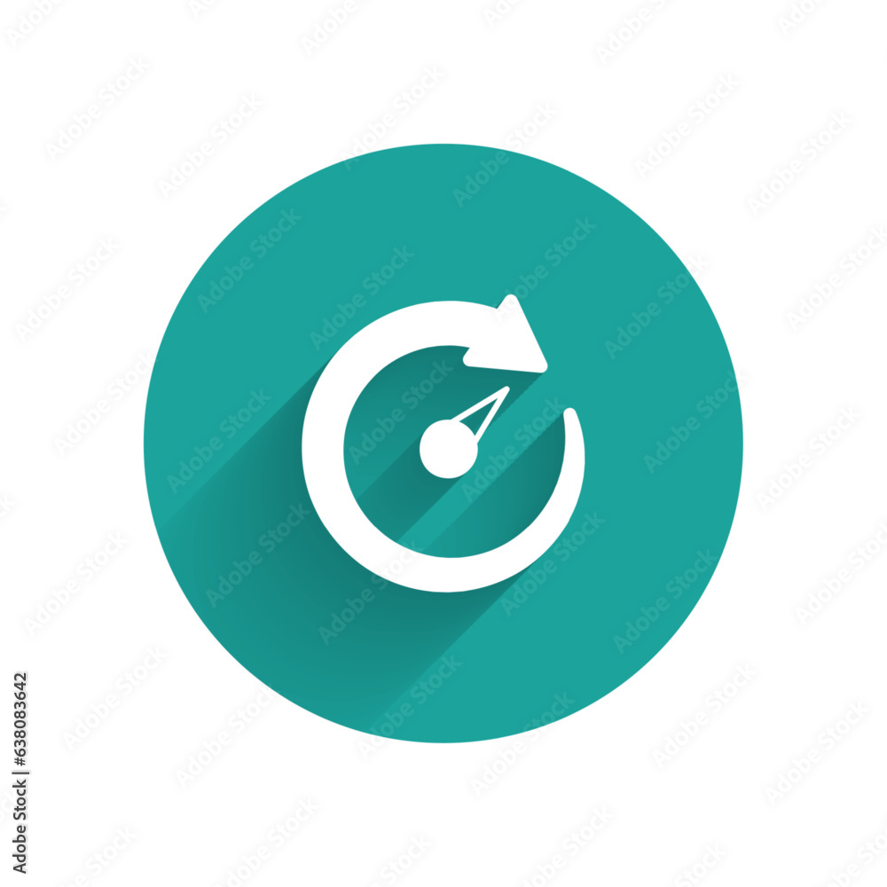 Aufkleber white digital speed meter icon isolated with long shadow background. global network high speed conne