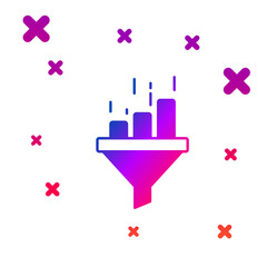 Color Sales funnel with chart for marketing and startup business icon isolated on white background. Infographic template. Gradient random dynamic shapes. Vector