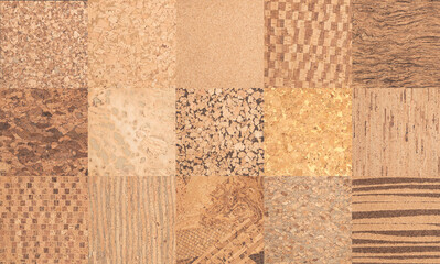 Various cork textures, Natural cork samples