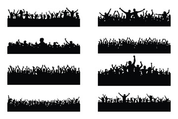 crowd people silhouette set
