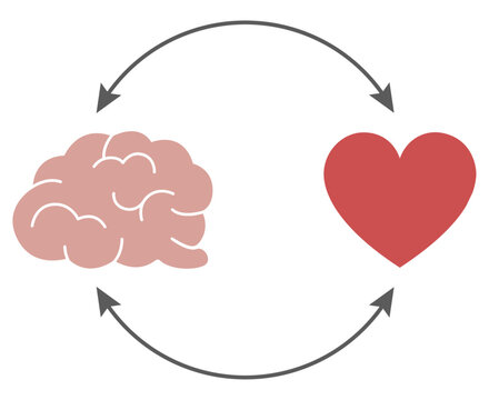 Emotional Balance Of Heart And Brain Icon. Emotional Intelligence Concept, Emotion, Logic. Emotions And Rational Thought. Balance Between Soul And Intellect. Mental Health, Emotional Wellness Symbol