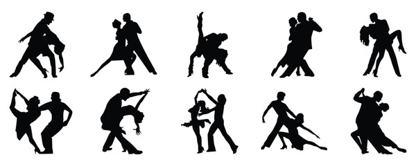 couple dance silhouette set