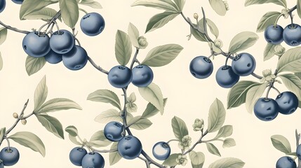 Blueberry plant old style pattern.