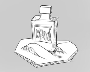 cartoon rum bottle casual style game illustration sketch