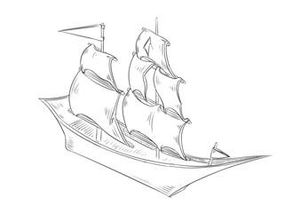 an old sailboat sketch on white background