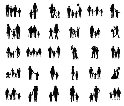 set of family silhouette set