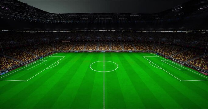 Empty night stadium waiting for new game, no people, no fans. 3d render
