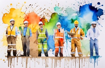 Engineers day watercolor Illustration background. Labors day watercolor Illustration background. Greeting for 15 September.