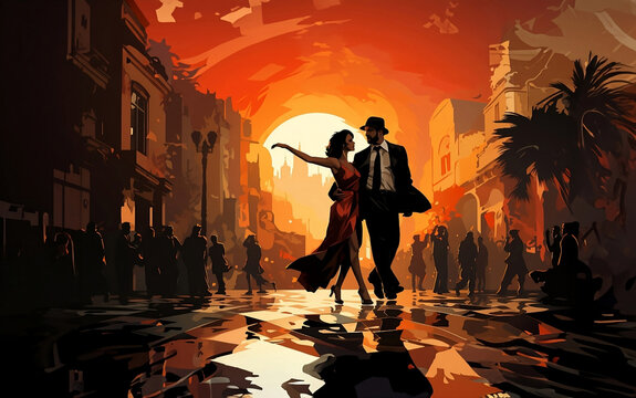 Two tango dancers in Bueno Aires Argentina