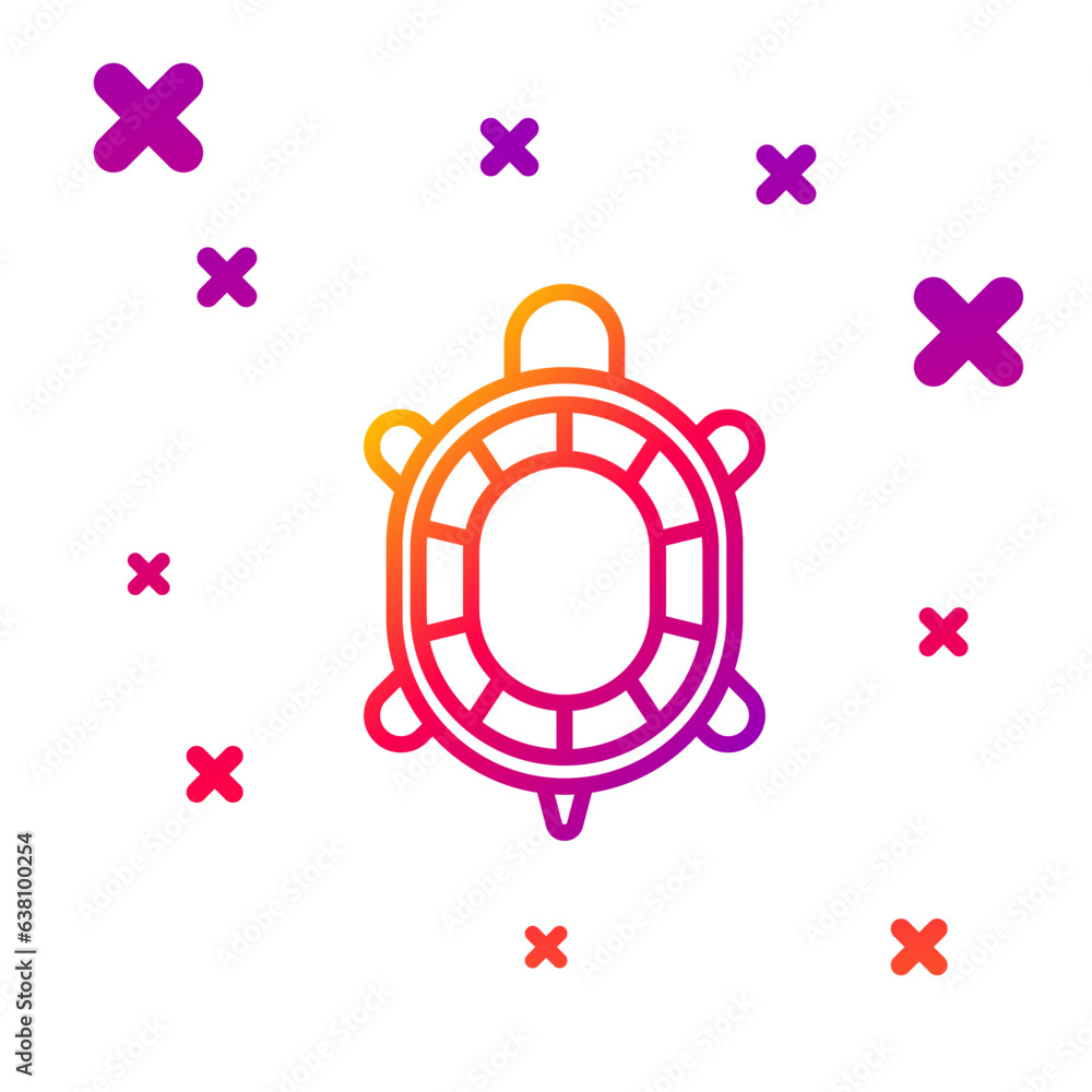 Poster color line turtle icon isolated on white background. gradient random dynamic shapes. vector