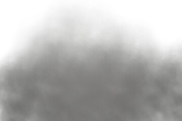 Black fog effect isolated on white transparent background. Realistic black smoke or clouds 