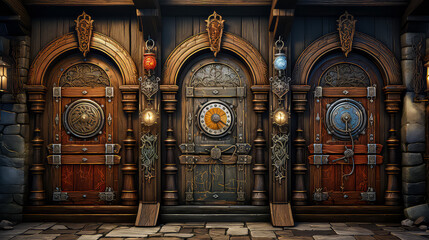 Obraz premium Tudor style, House Fantasy background, Creating antique design of Indoor Spaces architecture decorate vintage concept