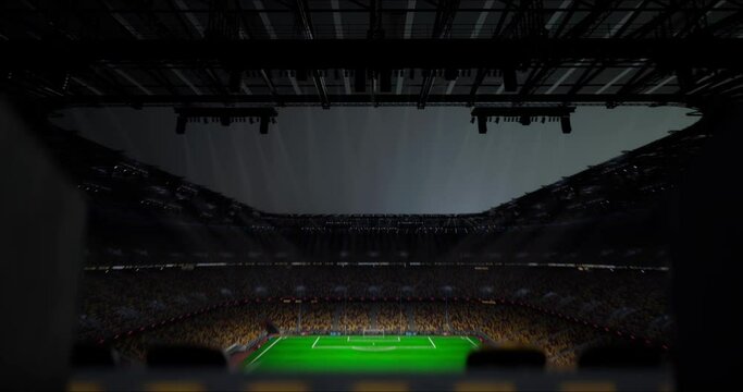 Empty night stadium waiting for new game, no people, no fans. 3d render