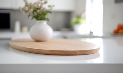 Fototapeta na wymiar Wooden countertop kitchen, generative ai.
