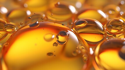 Golden yellow oil or serum, generative ai abstract background