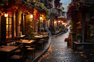 Fototapeta na wymiar romantic streets of old historic italy ,country of love