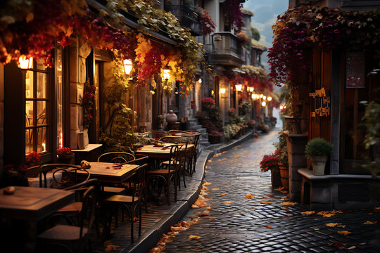Fototapeta romantic streets of old historic italy ,country of love