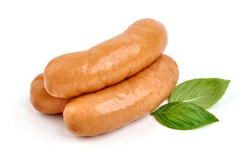 Knackwurst boiled sausages, isolated on white background. - obrazy, fototapety, plakaty