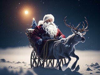 santa claus with sleigh Generated Ai