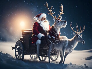 santa claus and reindeer Generated Ai
