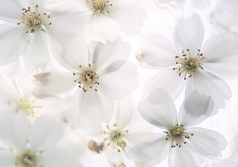 Flowers composition. Frame made of white flowers on white background
