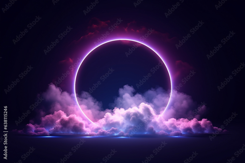 Aufkleber generative ai collage image picture of mystical geometry figure with neon light effect with magical 