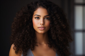 Generative AI portrait of natural beauty perfect african american woman