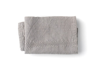 Fototapeta na wymiar Grey Linen Napkin Cloth, Vintage Folded Tablecloth, Natural Eco Textile, Linen Napkin
