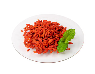 Goji Berry Isolated, Lycium Barbaru, Chinese Wolfberry, Barbary Matrimony Vine Berries, Red Medlar