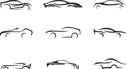 Set of car vector art design line draw, car, icon, auto, vector, truck, vehicle, transportation, transport, automobile, set, illustration, silhouette, van, bus, symbol, traffic, logo, sedan, sport 