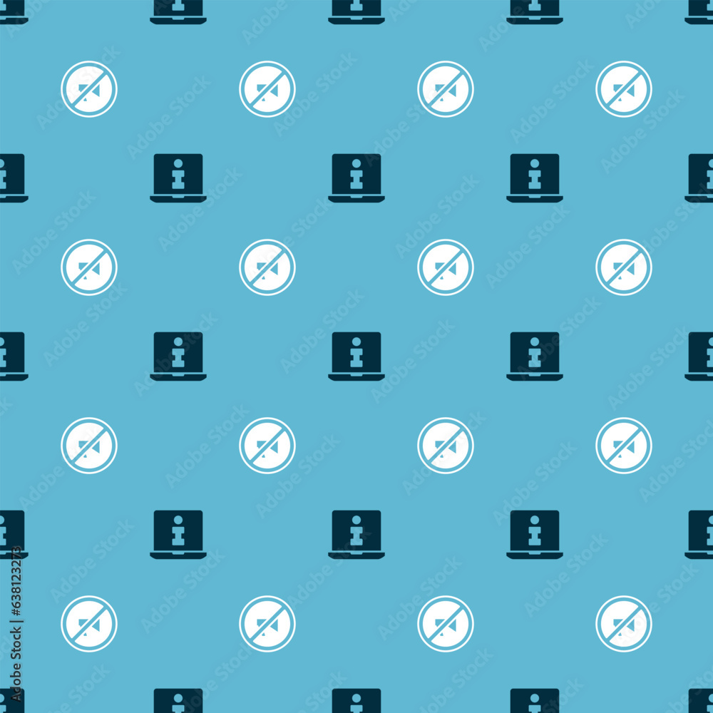 Poster set information and censored stamp on seamless pattern. vector