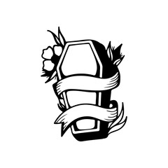 vector illustration of a casket with flowers