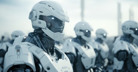 Robotic Soldiers in Formation - Ready for Battle