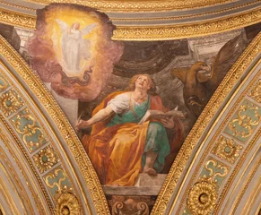 Foto op Aluminium GENOVA, ITALY - MARCH 5, 2023: The fresco of St. John the Evangelist in the church Chiesa del Gesu by Giovanni Battista and his brother Giovanni Carlone from 17. cent. © Renáta Sedmáková